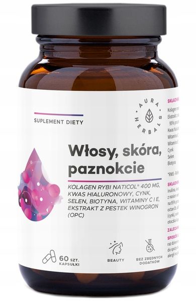 Aura Herbals KOLAGEN rybi NatiCol SELEN cynk BIOTYNA 90t zdjęcie 1