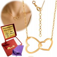 Złoty Łańcuszek 585 Celebrytka Serduszka Splecione Serca GRAWER + GRATIS