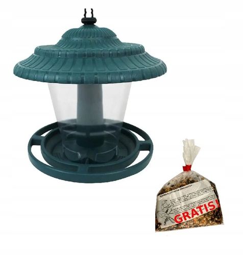 KARMNIK DLA PTAKÓW ZIMUJĄCYCH WISZĄCY BUDKA DOMEK ZIELONY + KARMA GRATIS na Arena.pl