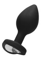 diamond heart butt plug - large - black