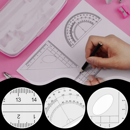 ZESTAW GEOMETRYCZNY 10 ELEMENTÓW CYRKIEL LINIJKI DO KREŚLENIA DO RYSOWANIA na Arena.pl
