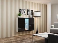 VIGO biało czarna - komoda z LED, front biały połysk, podwieszana