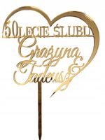 TOPPER NA TORT ROCZNICA ŚLUBU toper Z IMIONAMI + LICZBA 30 40 50 60 zloty