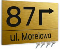 TABLICZKA ADRESOWA ALUMINIOWA ZE STRZAŁKĄ ZŁOTA