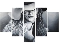 70 100CM OBRAZ 5 ELEM SZARA DAMA DRUK PŁÓTNO