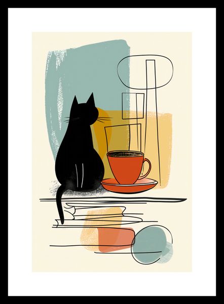 Plakat 20x30cm Kot i Kawa zdjęcie 3