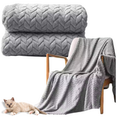 koc jodełka na łóżko ciepły narzuta pled wytłaczany 160x200 cm jasny szary