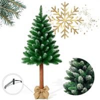 choinka na pniu z sosny, sztuczna jak żywa świerk 150 cm gęsta ośnieżona