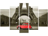 OBRAZ CZERWONY CITROEN 2CV WIEŻĄ EIFFLA
