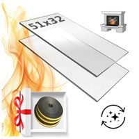 SZYBA DO KOMINKA SAMOCZYSZCZĄCA WYMIAR 51x32 ŻAROODPORNA SZKŁO KOMINKOWE