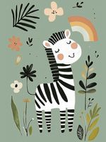 Plakat 60x80cm Wzory dla Dzieci, Dziewczynki i Chłopca - Zebra