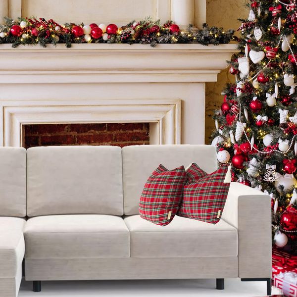 Poszewka Świąteczna KRATA CZERWONA Boże Narodzenie Chwosty 40x40cm zdjęcie 10