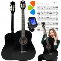 GITARA KLASYCZNA 4/4 DO NAUKI DLA POCZĄTKUJĄCYCH STROIK + KOSTKI + AKORDY