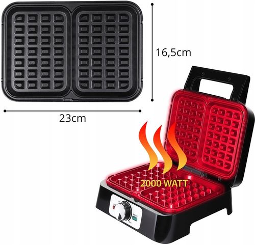 GOFROWNICA IDEAL 2DUŻE CHRUPIĄCE GOFRY MOCNA 2000W NIEPRZYWIERAJĄCA na Arena.pl