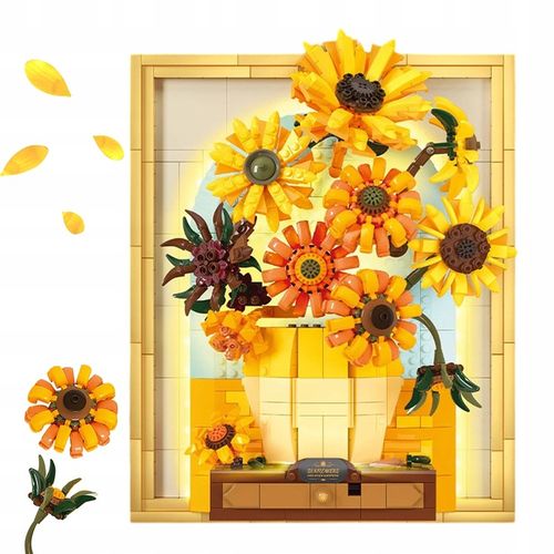 KLOCKI CREATIVE OBRAZ SŁONECZNIKI VAN GOGH PUZLE 3D ZESTAW 1166EL. Z LED na Arena.pl