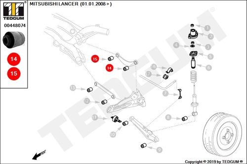 LANCER TULEJA DRĄŻKA TYLNEGO VII 03- na Arena.pl