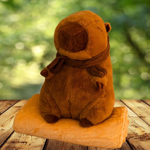 MASKOTKA PODUSZKA KAPIBARA Z SZALIKIEM DUŻY PLUSZAK Z KOCYKIEM 3w1 na Arena.pl