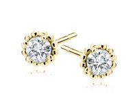 ELEGANCKIE KALSYCZNE POZŁACANE SREBRNE OKRĄGŁE KOLCZYKI WKRĘTKI CYRKONIE