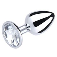 Silver Small Butt Plug With White Diamond