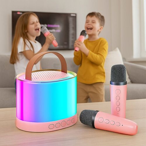 MIKROFON GŁOŚNIK BEZPRZEWODOWY RGB ZESTAW DO KARAOKE BLUETOOTH 2 MIKROFONY na Arena.pl