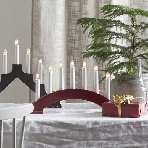 Świecznik adwentowy drewniany czerwony BEA na Arena.pl