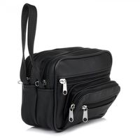 SASZETKA męska skórzana do ręki na dokumenty pieniądze E003 czarna