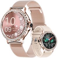 Smartwatch Damski Veltori VT320-1 Złota Bransoleta + Różowy Pasek Silikono