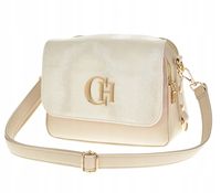 Chiara - torebka listonoszka beżowy groszek błyszcząca klapa M8013K Euforia