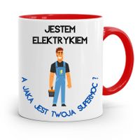 Kubek Czerwony Dla Elektryka Jestem Elektrykiem Z Nadrukiem Ze Zdjęciem