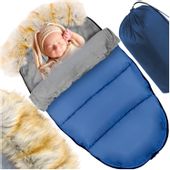 Śpiworek z futerkiem do wózka granatowy + pokrowiec STARKY