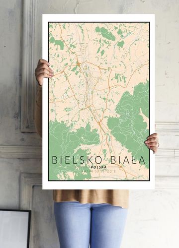 Bielsko Biała mapa kolorowa - plakat 40x50 cm na Arena.pl