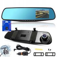 WIDEOREJESTRATOR LUSTERKO KAMERA SAMOCHODOWA COFANIA PRZÓD TYŁ FULL HD 32GB