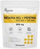 Proton Labs BETAINA HCL + PEPSYNA 800 mg kwas solny TRAWIENIE 100 kapsułek