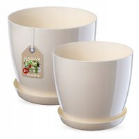 KADAX Doniczka Osłonka Krem Połysk Zestaw 23+28cm