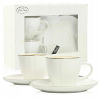 ZESTAW FILIŻANEK Z TALERZYKAMI NA PREZENT 180 ML PORCELANA DO KAWY HERBATY