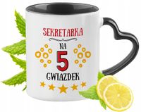 Kubek Czarny Z Uszkiem W Kształcie Serca Dla Sekretarki Na Prezent