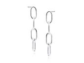 RODOWANE SREBRNE WISZĄCE KOLCZYKI OGNIWA ŁAŃCUCHA