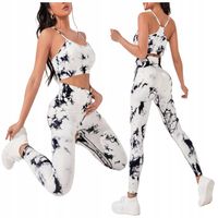 LEGGINSY SPORTOWE BIAŁE LEGINSY DAMSKIE PUSH UP KOMPLET + Stanik Top GYM S