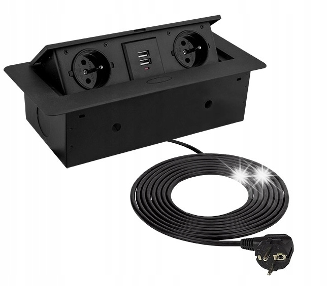 GNIAZDO BIUROWE WPUSZCZANE 2x230V USB A+C zdjęcie 1