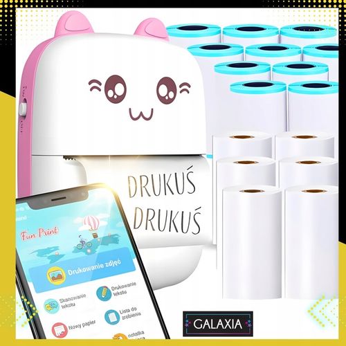 Mini Drukarka Termiczna DRUKUŚ ORYGINALNY Do Zdjęć Przenośna + 11 ROLEK na Arena.pl