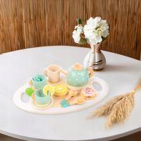 DREWNINAY ZESTAW DO HERBATY DLA DZIECI KINDERPLAY AKCESORIA + TACA