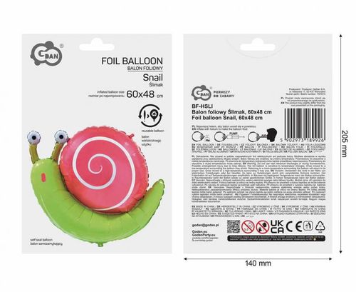 Balon foliowy Ślimak, 60 x 48cm na Arena.pl
