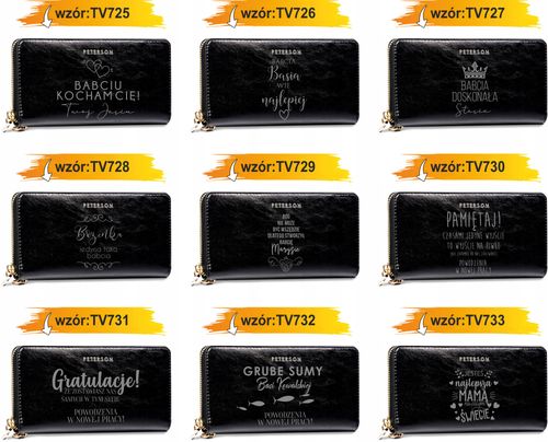 Portfel damski skórzany czarny GRAWER prezent na urodziny twój napis imię na Arena.pl