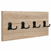 WIESZAK ŚCIENNY PANELOWY 4 MOCNE CZARNE HAKI LOFTOWY 45x18CM DĄB SONOMA