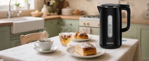 Czajnik elektryczny bezprzewodowy 2200W 1,7l czarny LED podwójne ścianki na Arena.pl