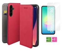 Etui z klapką do SAMSUNG GALAXY A27 5G smart magnet czerwony case + szkło