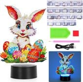 Lampka Nocna LED Wielkanocna Królik DIY Haft Diamentowy 5 Kolorów USB