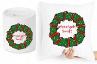 Na Święta Zestaw Poduszka + Skarbonka Prezent Z Nadrukiem Ze Zdjęciem