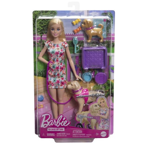Barbie Lalka i piesek na wózku Zestaw HTK37 na Arena.pl