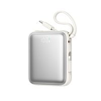 powerbank 10000mah 22.5w z wbudowanymi kablami usb-c lightning - biały
